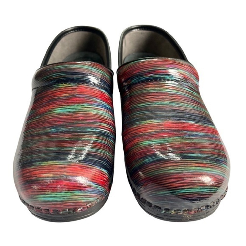 Dansko EU37 Pro XP Clog Multi Striped Slip on Patent Leather US 6.5-7